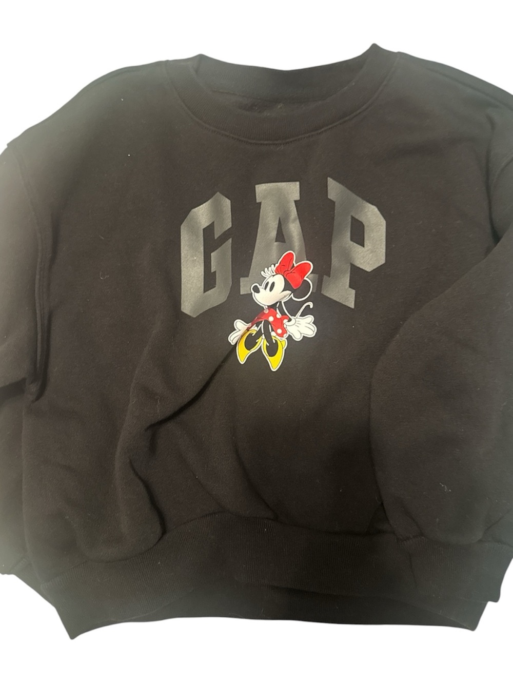 GAP Black Crewneck Sweatshirt with Minnie Mouse Graphic